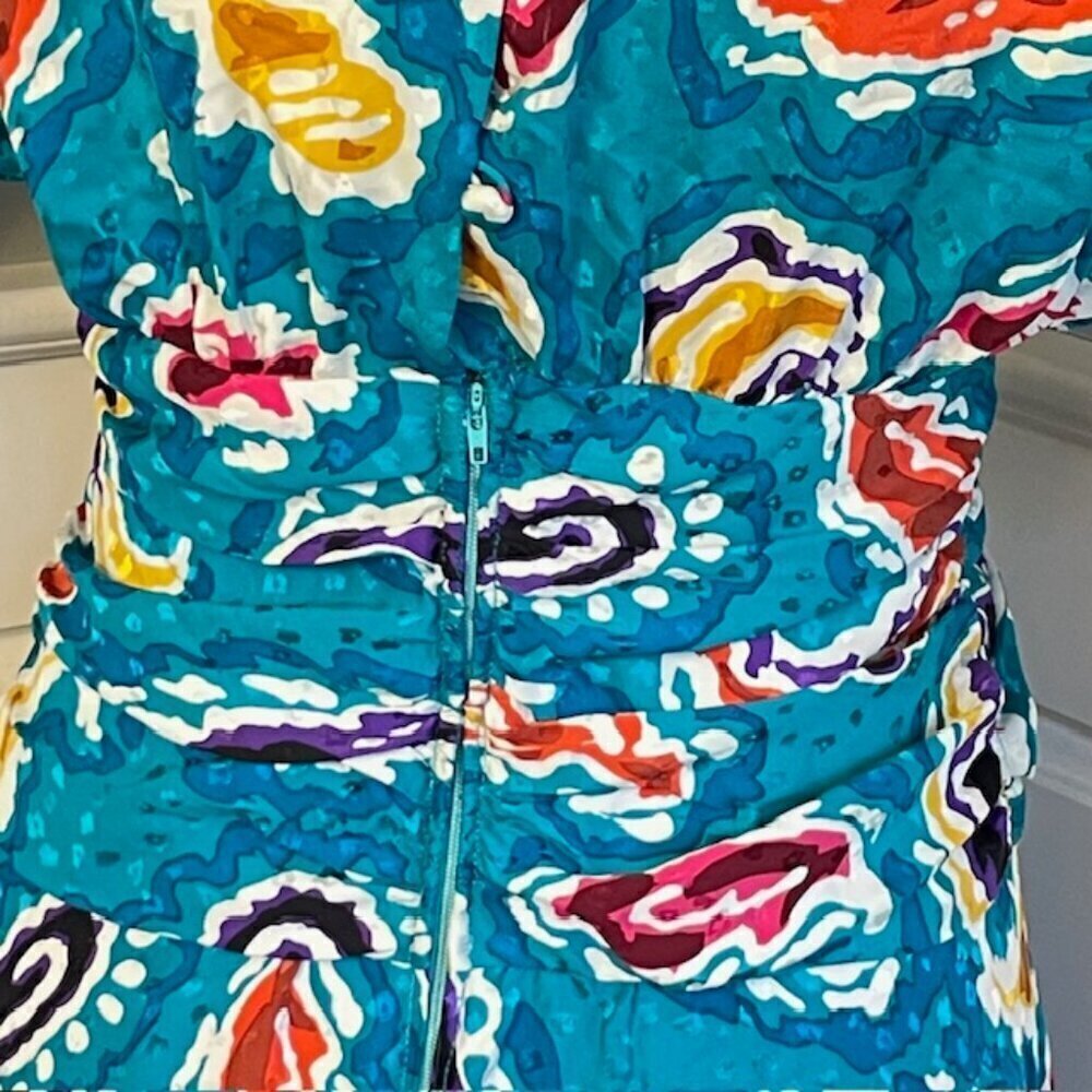 Vintage Malcolm Starr 70s 80s 100% Silk Midi Dress - Picture 8 of 10